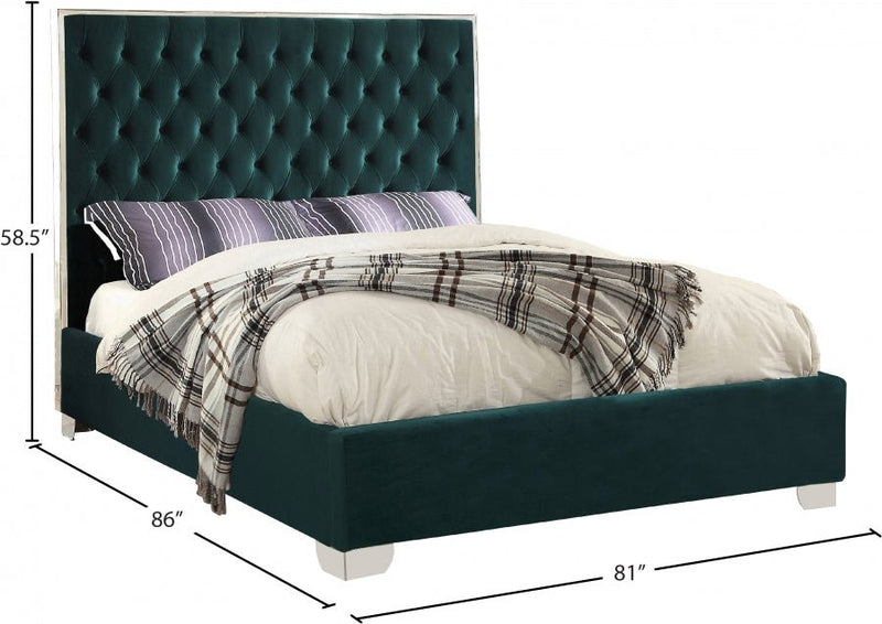 Lexi Velvet King Bed Green - Gate FurnitureKing Bed