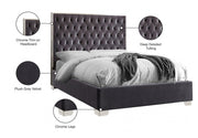 Lexi Velvet King Bed Grey - Gate FurnitureKing Bed