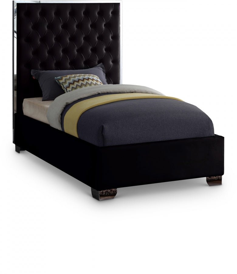 Lexi Velvet Twin Bed Black - Gate FurnitureTwin Bed