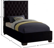 Lexi Velvet Twin Bed Black - Gate FurnitureTwin Bed