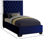 Lexi Velvet Twin Bed Blue - Gate FurnitureTwin Bed