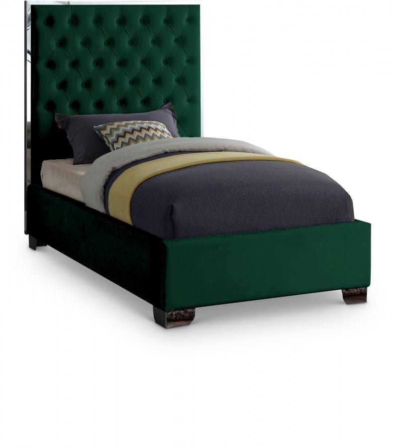 Lexi Velvet Twin Bed Green - Gate FurnitureTwin Bed