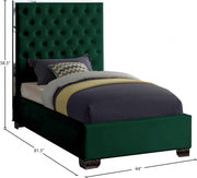 Lexi Velvet Twin Bed Green - Gate FurnitureTwin Bed