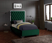 Lexi Velvet Twin Bed Green - Gate FurnitureTwin Bed