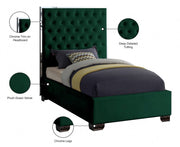 Lexi Velvet Twin Bed Green - Gate FurnitureTwin Bed