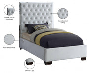 Lexi Velvet Twin Bed White - Gate FurnitureTwin Bed