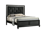Lila Black Queen Upholstered Panel Bed - Gate FurnitureQueen Bed