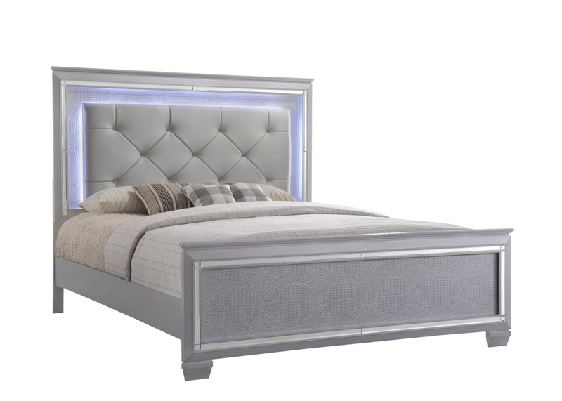 Lillian Silver King LED Upholestered Bed - Gate FurnitureKing Bed