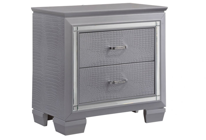 Lillian Silver LED Nightstand - Gate FurnitureNightstand