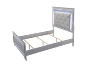Lillian Silver Queen LED Upholestered Bed - Gate FurnitureQueen Bed