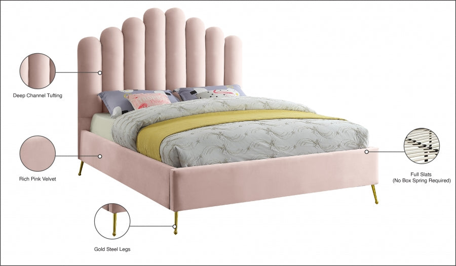 Lily Velvet Full Bed Pink - LilyPink-F