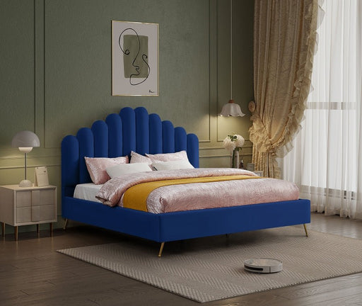 Lily Velvet King Bed Blue - Gate FurnitureKing Bed