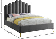Lily Velvet King Bed Grey - Gate FurnitureKing Bed