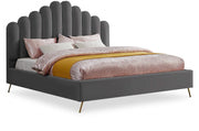 Lily Velvet King Bed Grey - Gate FurnitureKing Bed