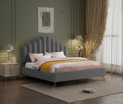 Lily Velvet King Bed Grey - Gate FurnitureKing Bed