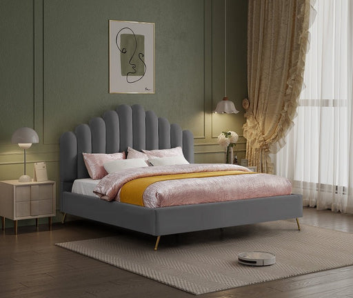 Lily Velvet King Bed Grey - Gate FurnitureKing Bed