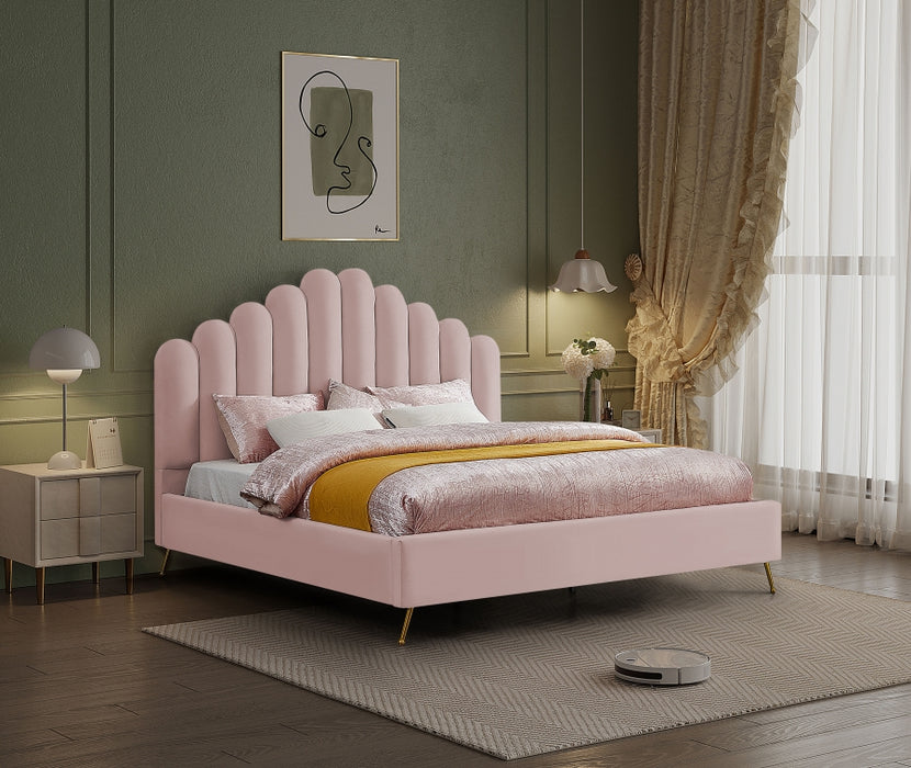 Lily Velvet King Bed Pink - LilyPink-K