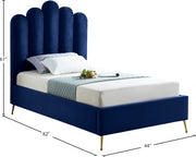 Lily Velvet Twin Bed Blue - Gate FurnitureTwin Bed