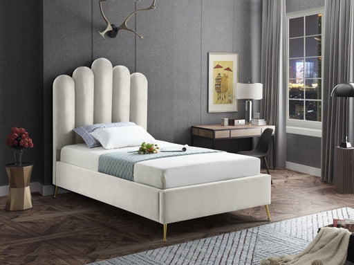 Lily Velvet Twin Bed Cream - Gate FurnitureTwin Bed