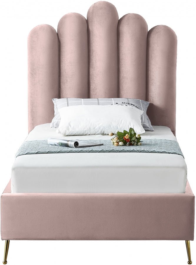 Lily Velvet Twin Bed Pink - Gate FurnitureTwin Bed