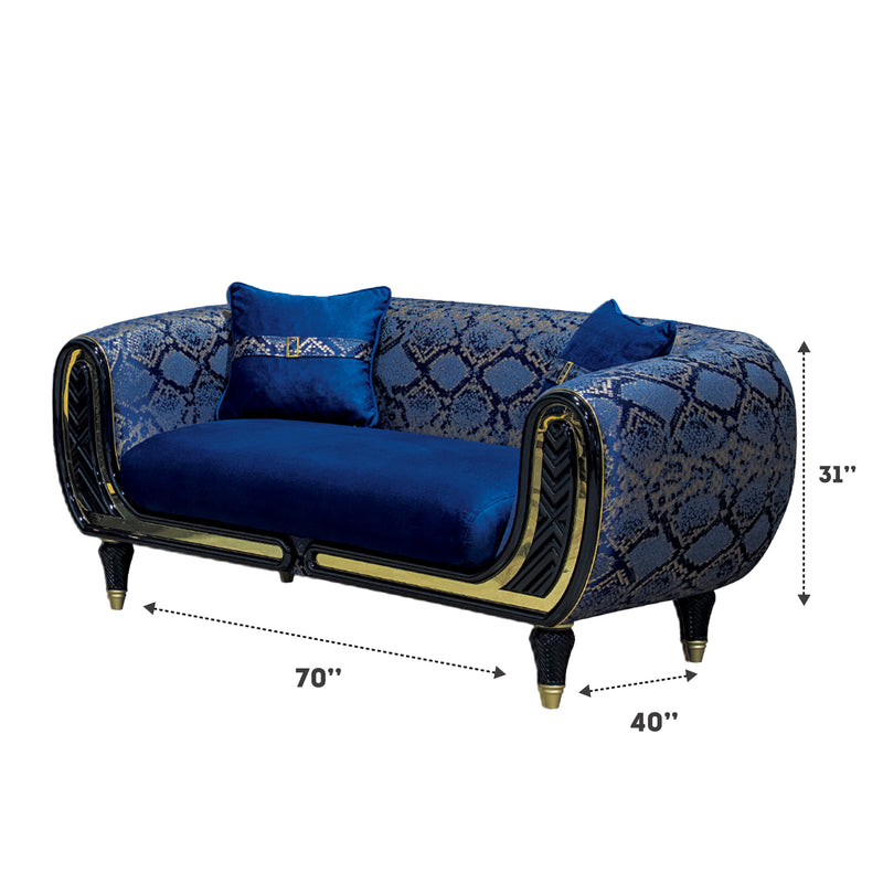 Lima 70 in. Loveseat in Blue - Gate FurnitureLoveseat