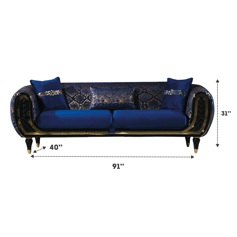 Lima 91 in. Sofa in Blue - Gate FurnitureSofa
