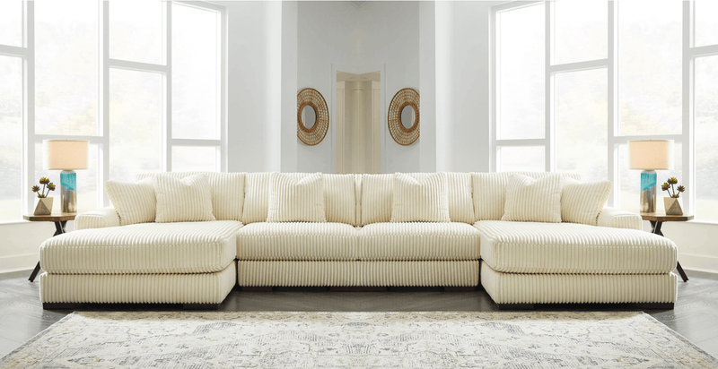 Lindyn Ivory 4 Piece Double Chaise Sectional - Gate FurnitureSectional