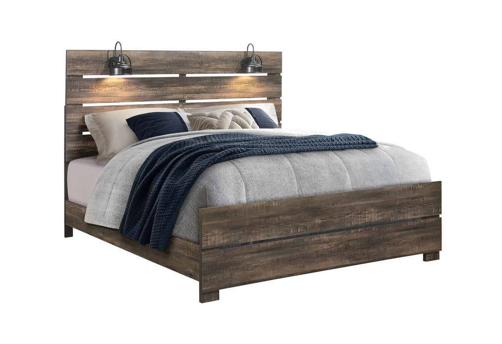 Linwood Dark Oak King Bed With Lamps - LINWOOD-KB-N - Gate Furniture