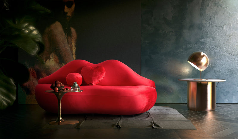 Lips Red Velvet Loveseat - Gate FurnitureLoveseat
