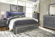 Lodanna Gray King LED Storage Bed - Gate FurnitureKing Bed