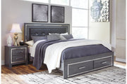 Lodanna Gray King Panel Bed with 2 Storage Drawers - Gate FurnitureKing Bed