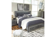 Lodanna Gray King Panel Bed with 2 Storage Drawers - Gate FurnitureKing Bed