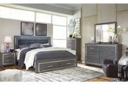 Lodanna Gray King Panel Bed with 2 Storage Drawers - Gate FurnitureKing Bed