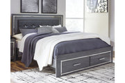 Lodanna Gray King Panel Bed with 2 Storage Drawers - Gate FurnitureKing Bed
