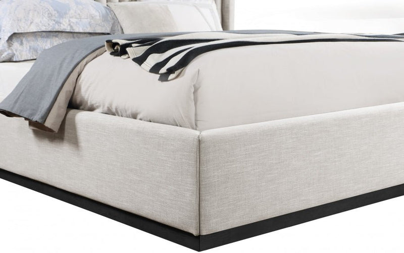 Logan Linen Textured Fabric King Bed Beige - Gate FurnitureKing Bed