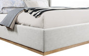 Logan Linen Textured Fabric King Bed Cream - Gate FurnitureKing Bed