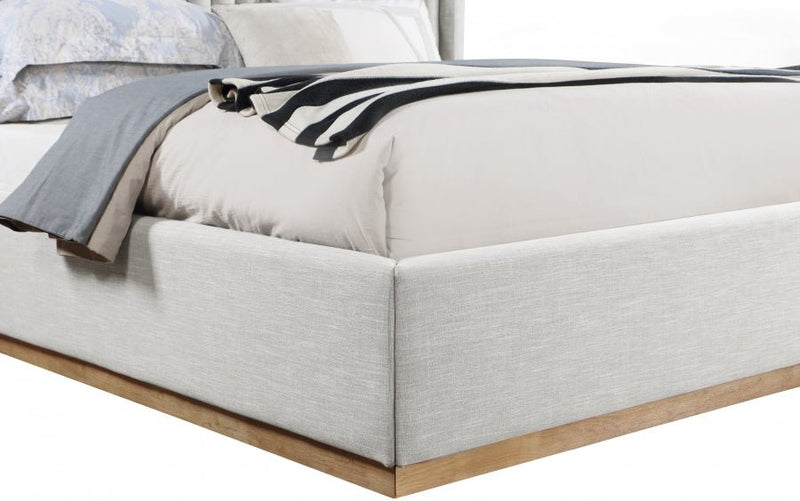 Logan Linen Textured Fabric King Bed Cream - Gate FurnitureKing Bed
