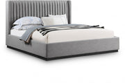 Logan Linen Textured Fabric King Bed Grey - Gate FurnitureKing Bed
