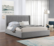 Logan Linen Textured Fabric King Bed Grey - Gate FurnitureKing Bed