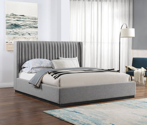 Logan Linen Textured Fabric King Bed Grey - Gate FurnitureKing Bed