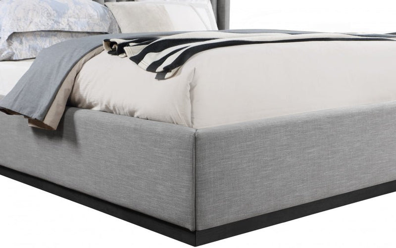 Logan Linen Textured Fabric King Bed Grey - Gate FurnitureKing Bed