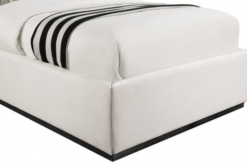 Logan Linen Textured Fabric Twin Bed Beige - Gate FurnitureTwin Bed