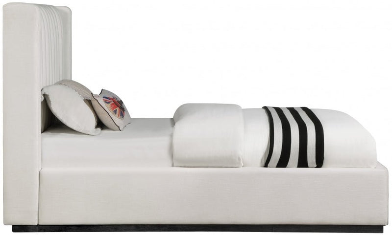 Logan Linen Textured Fabric Twin Bed Beige - Gate FurnitureTwin Bed