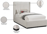 Logan Linen Textured Fabric Twin Bed Beige - Gate FurnitureTwin Bed