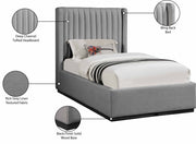 Logan Linen Textured Fabric Twin Bed Grey - Gate FurnitureTwin Bed