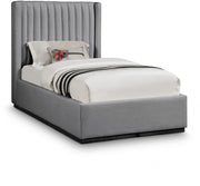 Logan Linen Textured Fabric Twin Bed Grey - Gate FurnitureTwin Bed