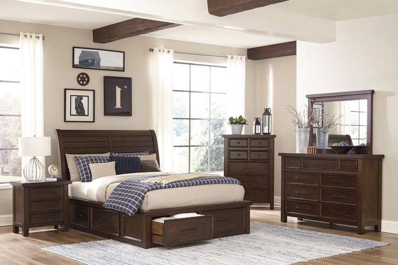 Logandale Brown Sleigh Storage Platform Bedroom Set - Gate FurnitureBedroom Set