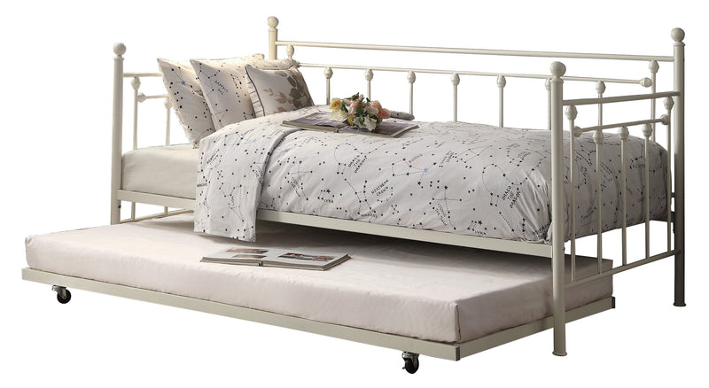 Lorena White Metal Daybed with Trundle - Gate FurnitureDaybed