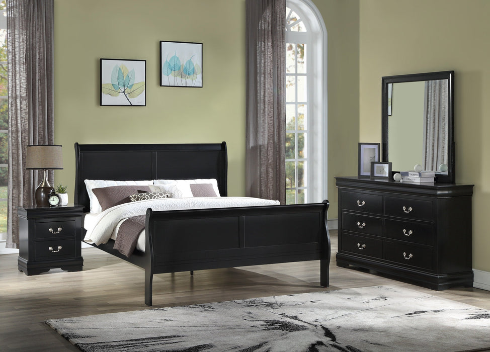 Louis Philip Black Sleigh Bedroom Set - Gate Furniture