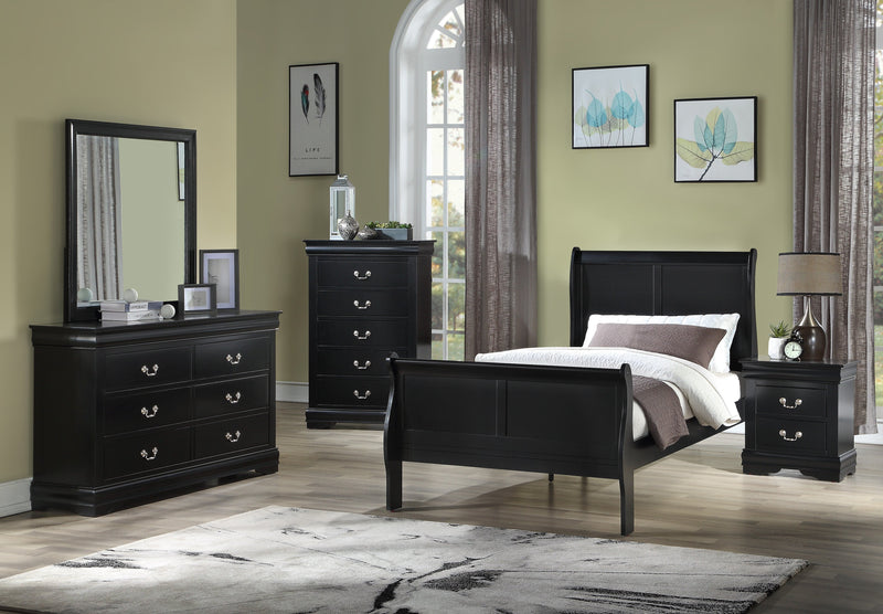  Louis Philip Black Youth Sleigh Bedroom Set - Gate FurnitureYouth Bedroom Set
